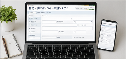 パソコンから登記事項証明書をオンライン請求するイメージ