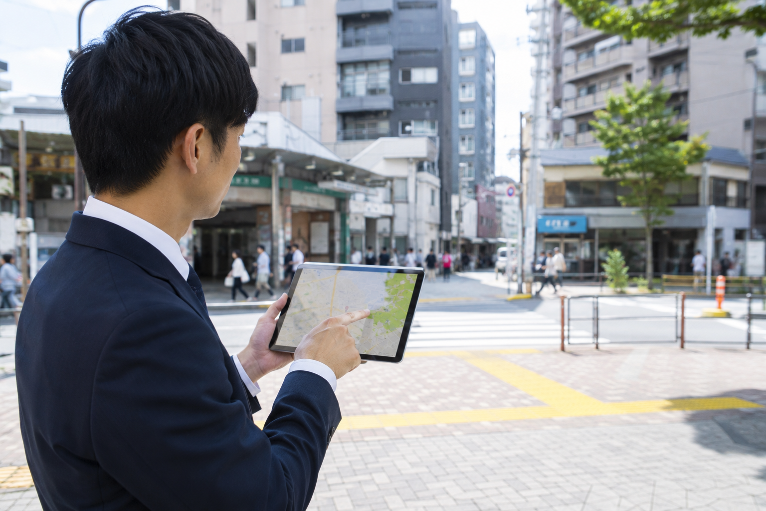 立地と周辺需要を地図上で確認するイメージ