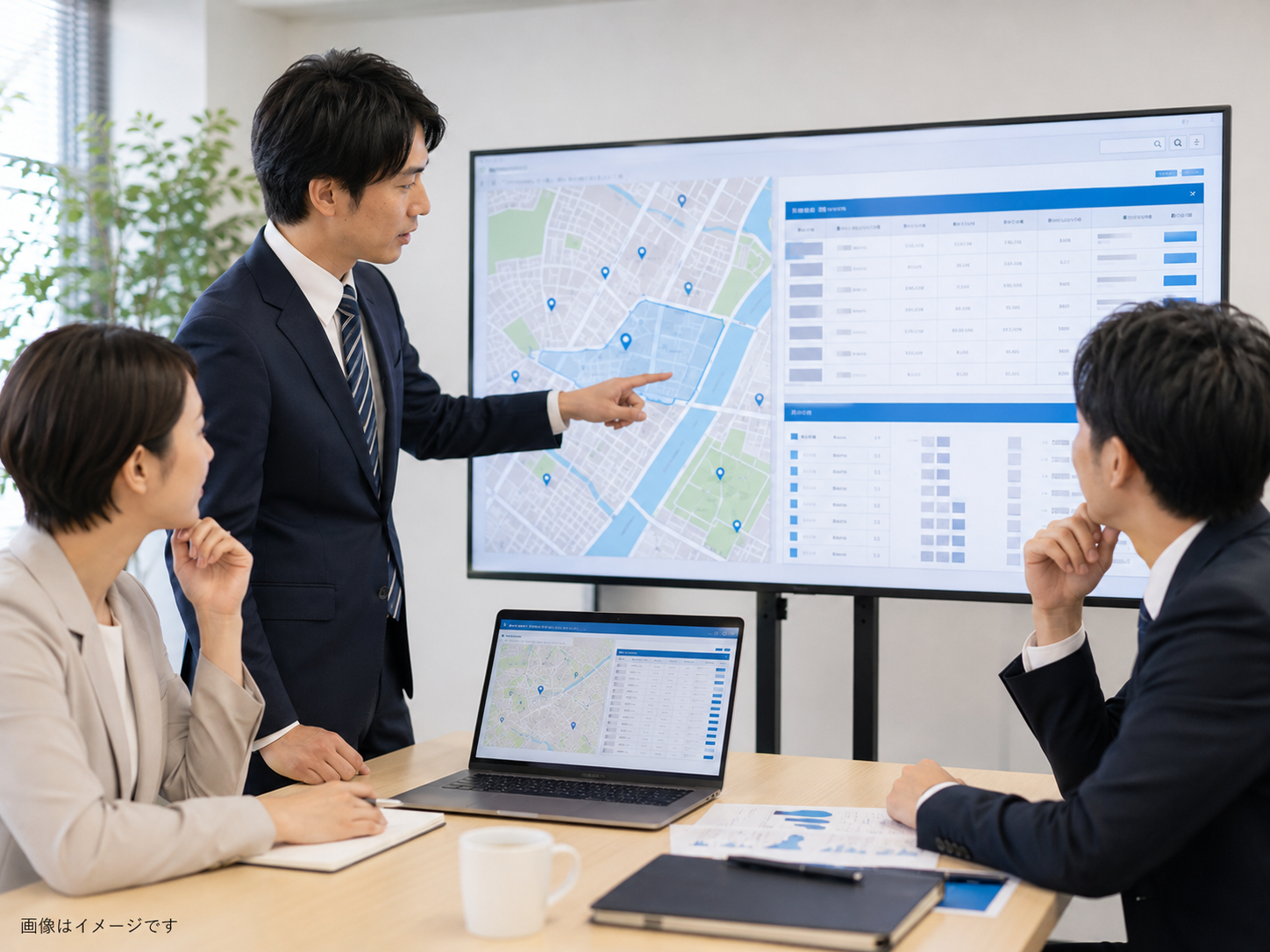 地図・物件条件・所有者情報を組み合わせて仕入れ候補を絞り込むイメージ