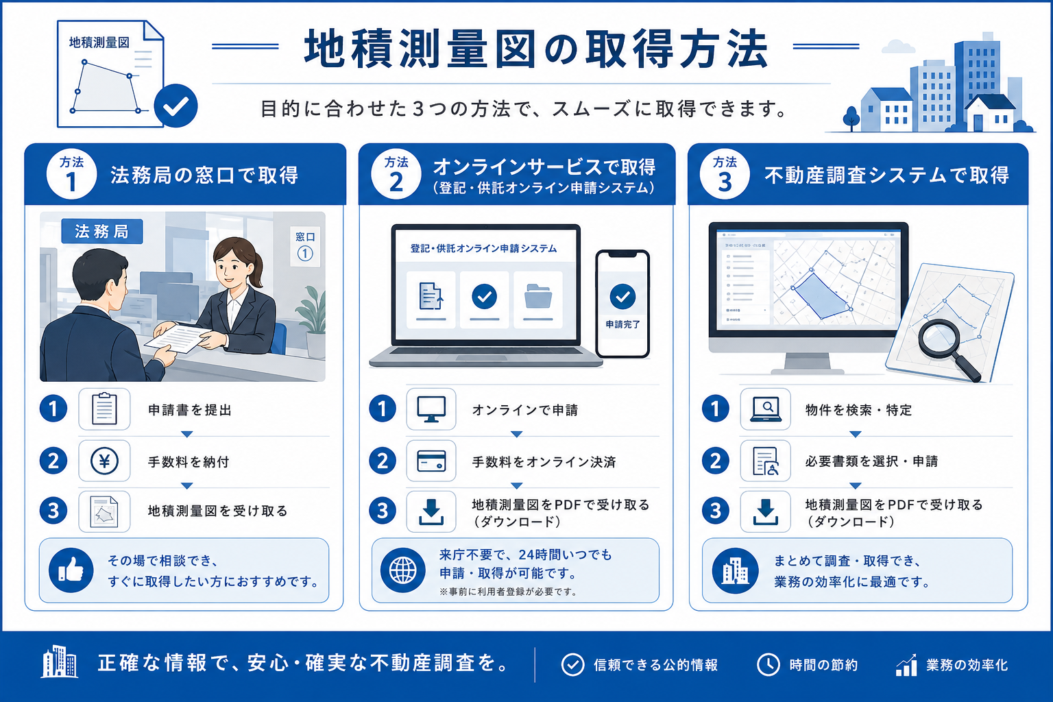 法務局やオンラインで地積測量図を取得する流れ