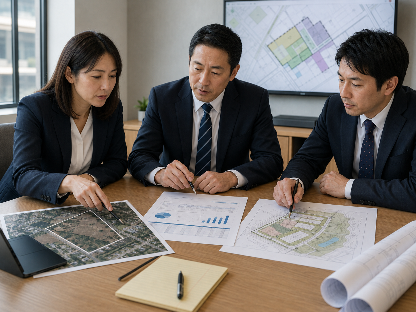 地図・公図・登記情報から地主営業リストを作るイメージ