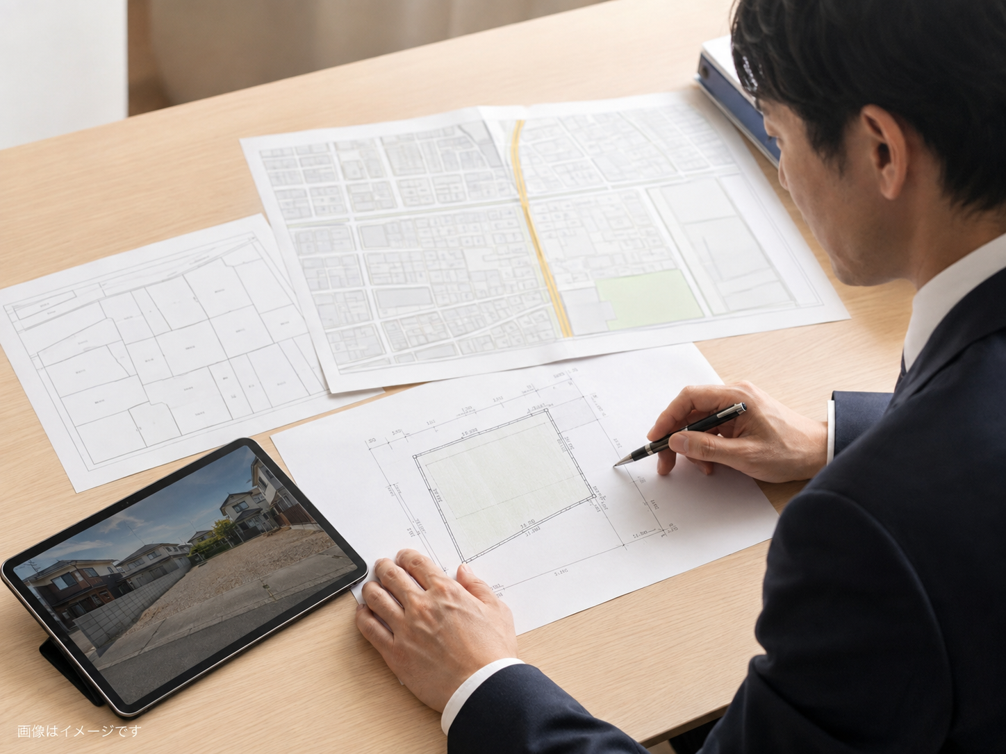 地図上の路線価と土地面積から地主の資産規模や担保価値を分析するイメージ