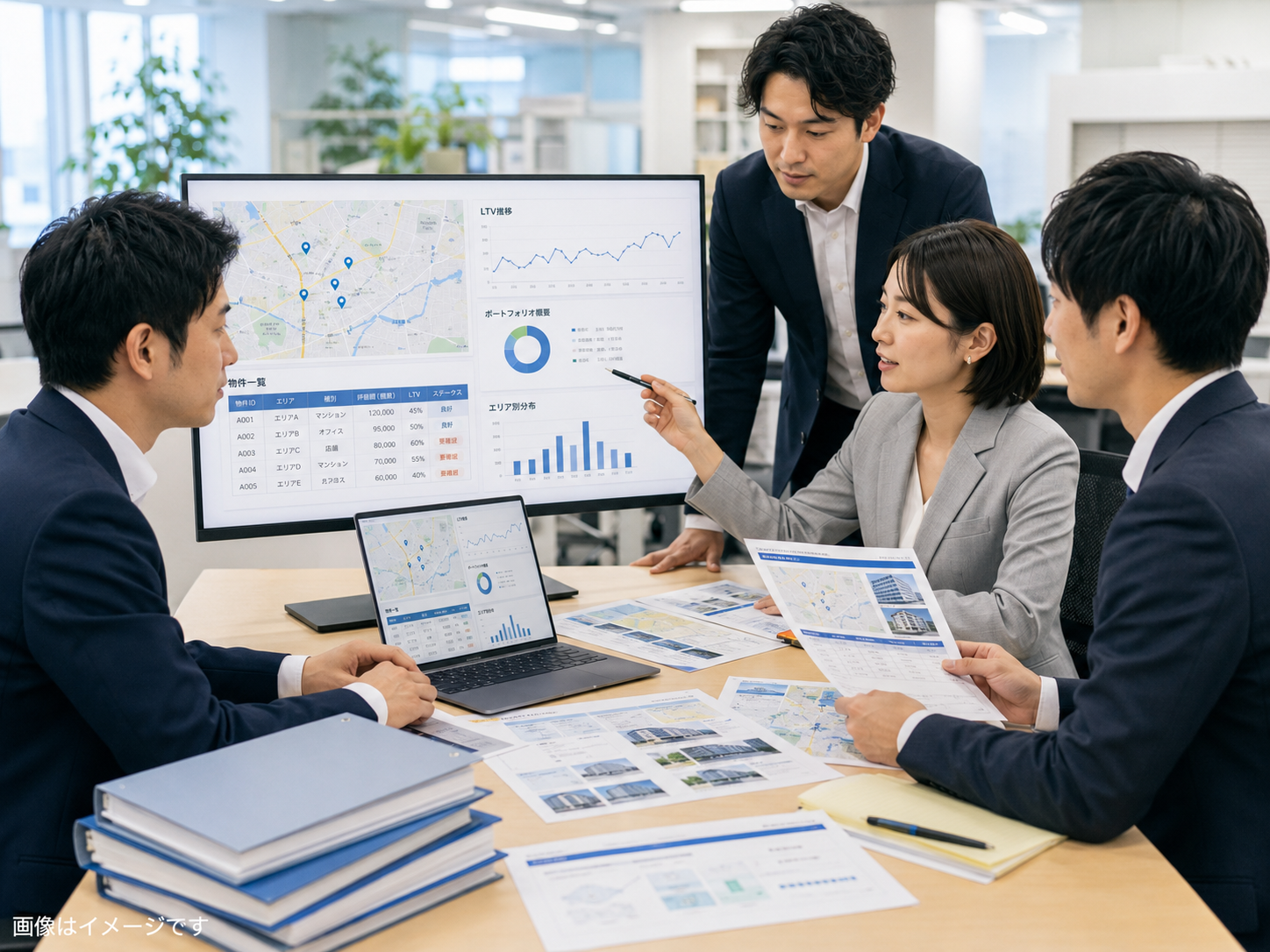地図・登記・価格データを一画面で比較し担保評価を標準化するイメージ