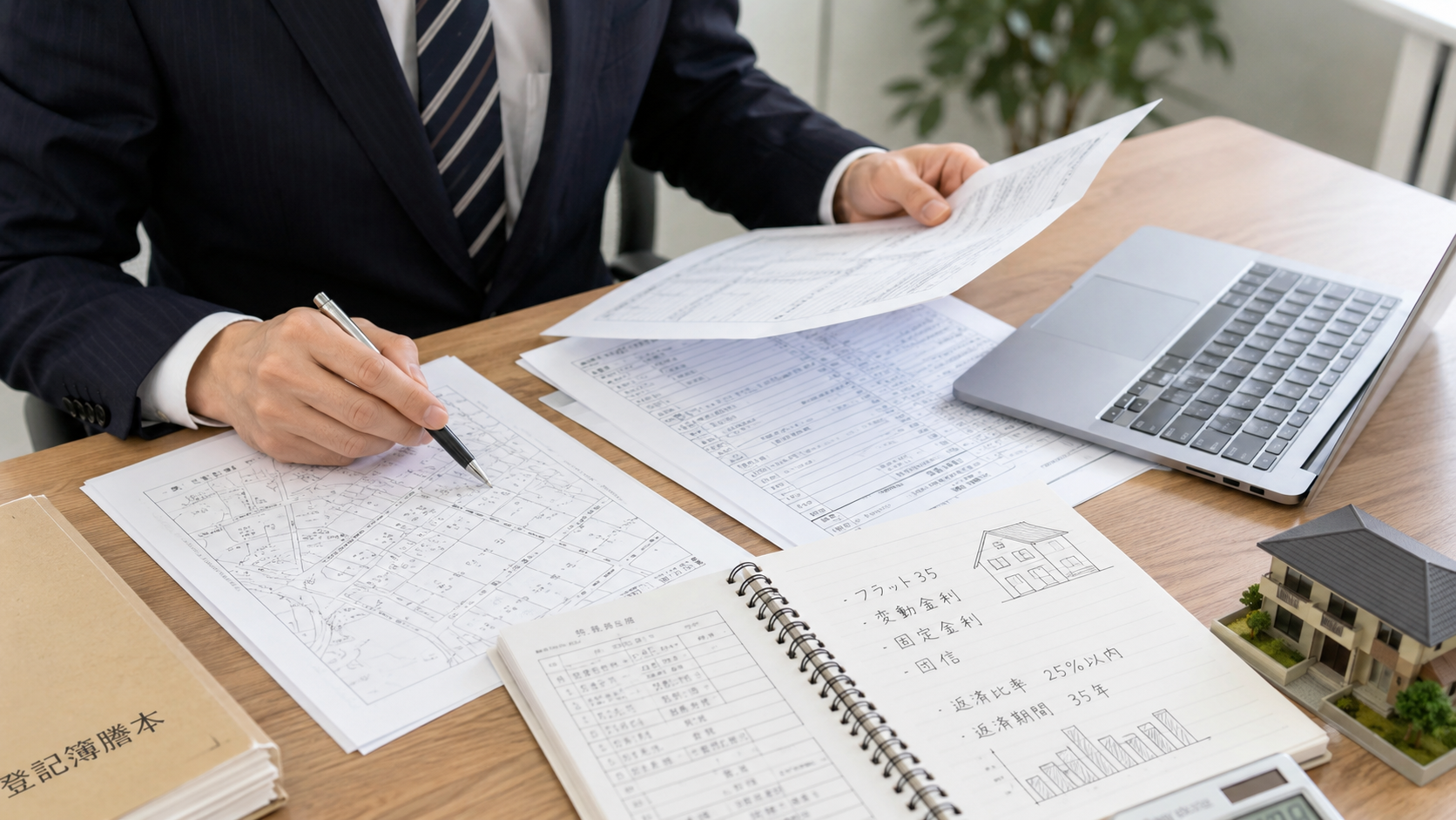 登記簿の抵当権・根抵当権と金融機関情報から融資内容を分析するイメージ