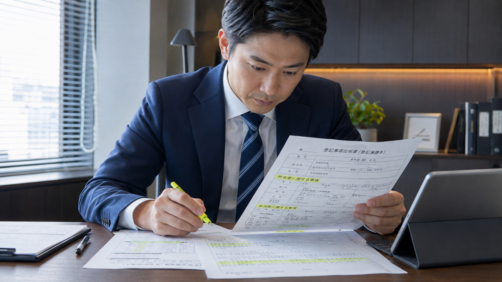 登記簿の甲区と乙区から所有者・抵当権者・設定時期を確認するイメージ