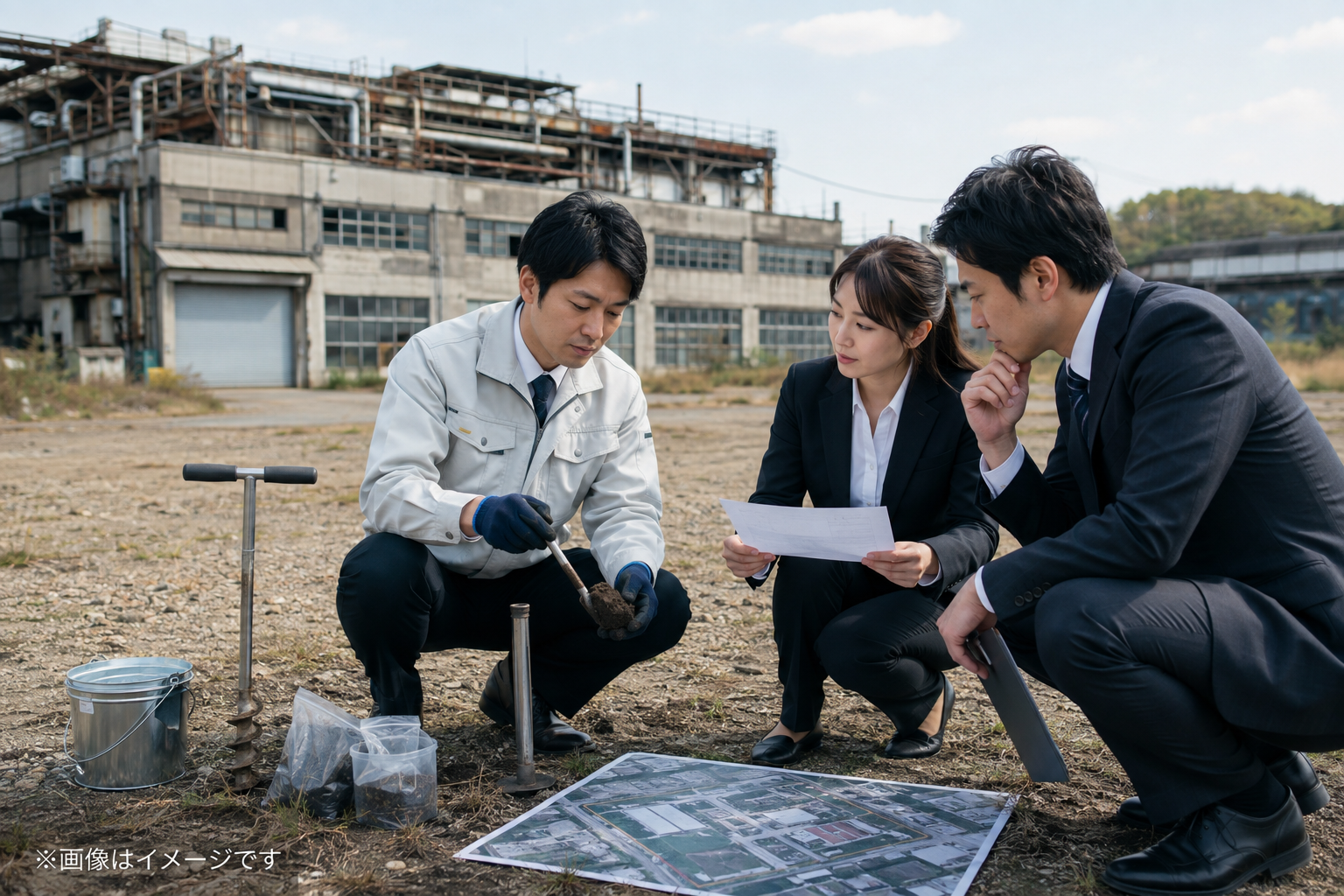 地図上で工業系用途地域・工場・倉庫・所有者・抵当権を確認する不動産データ分析のイメージ