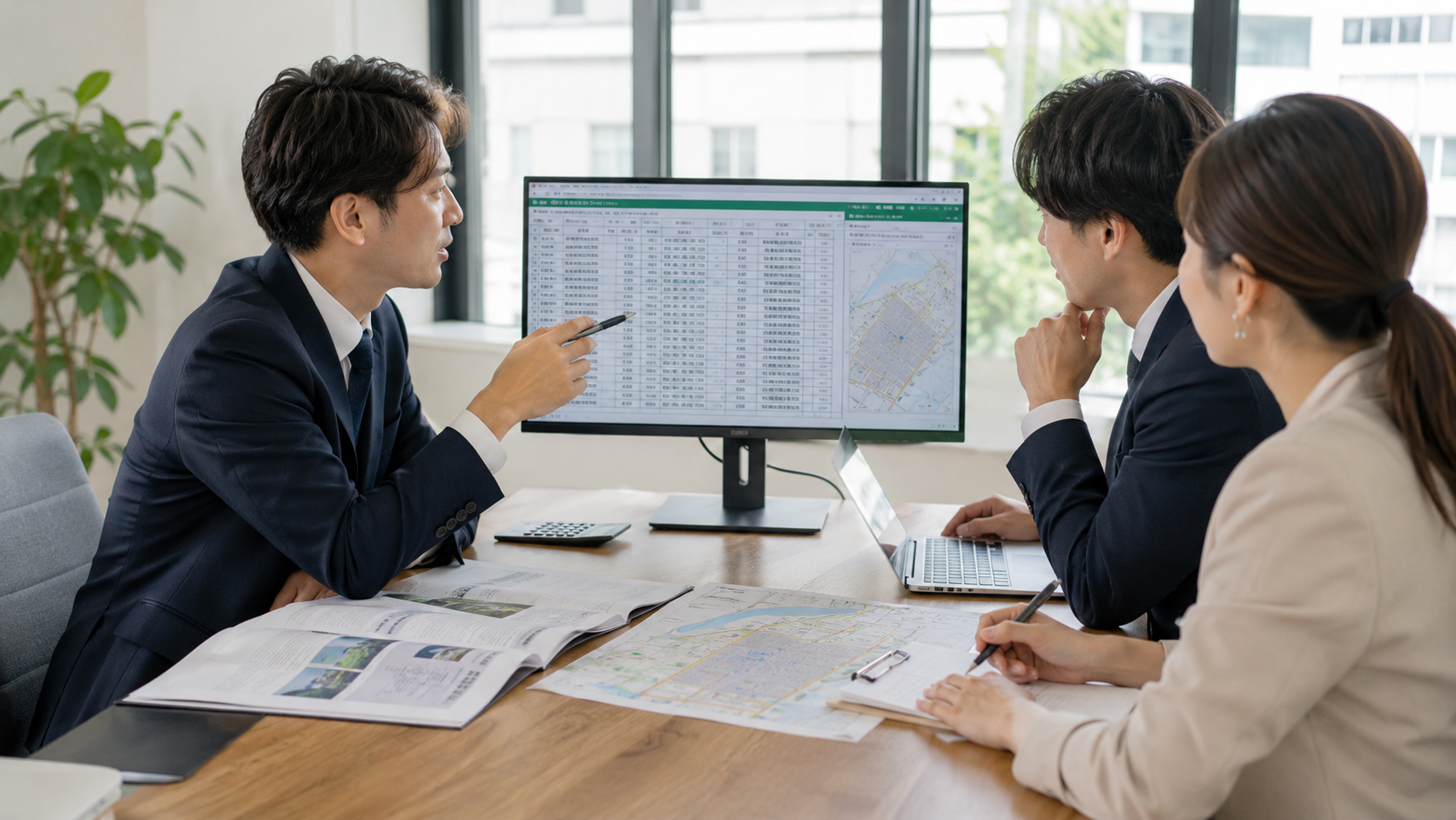 登記情報をExcelで整理し金融機関の融資先候補を比較するイメージ