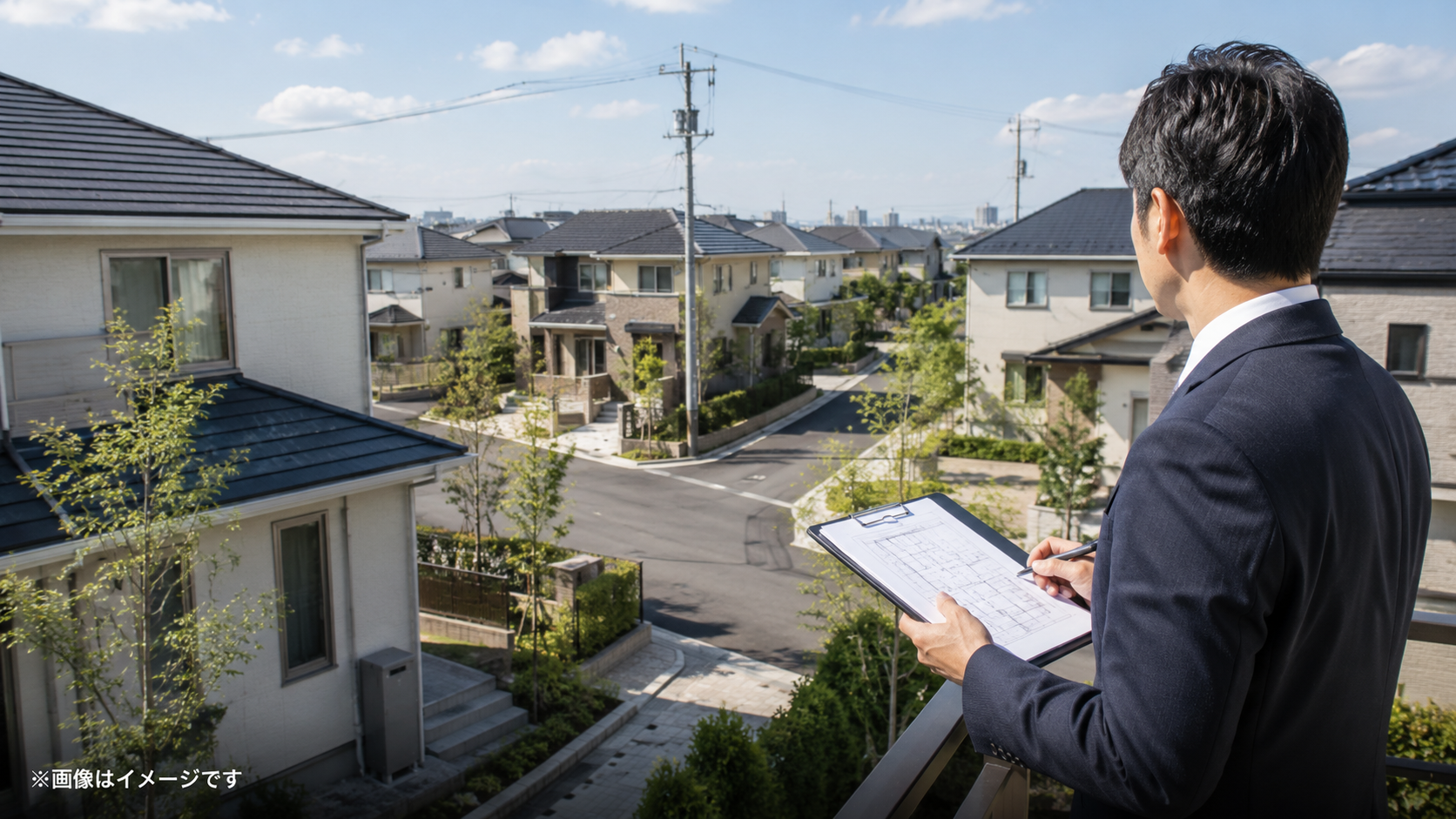 敷地面積と建築面積を上から見て建ぺい率を計算するイメージ
