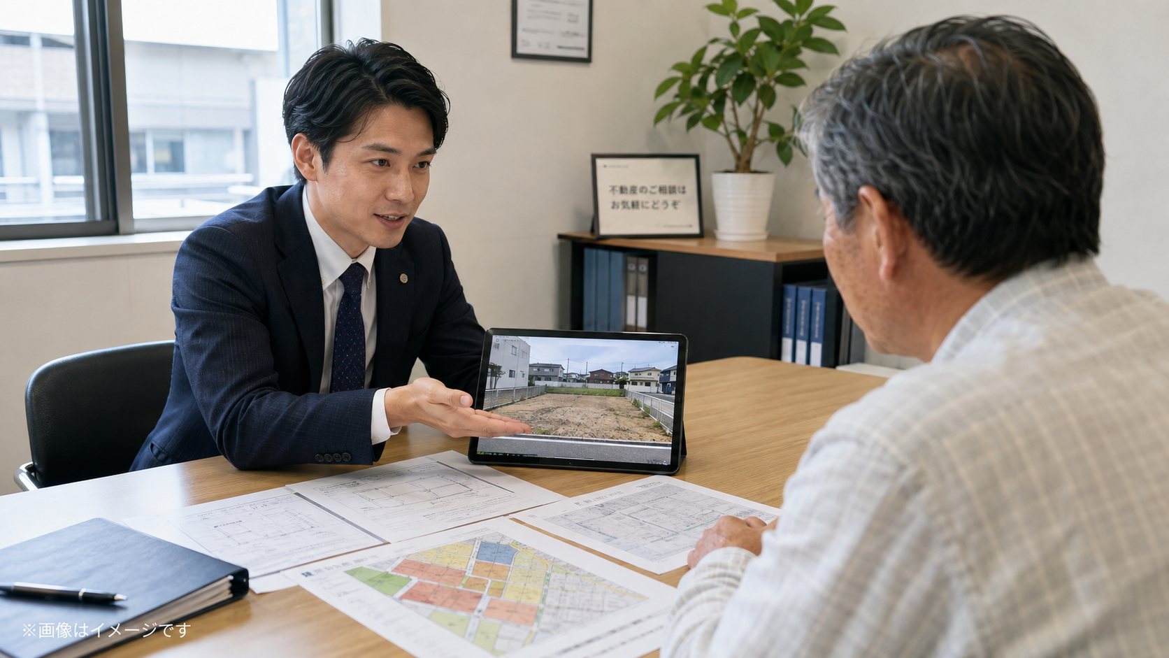 地図上で建ぺい率・容積率・用途地域・所有者情報を確認して土地活用候補を比較するイメージ