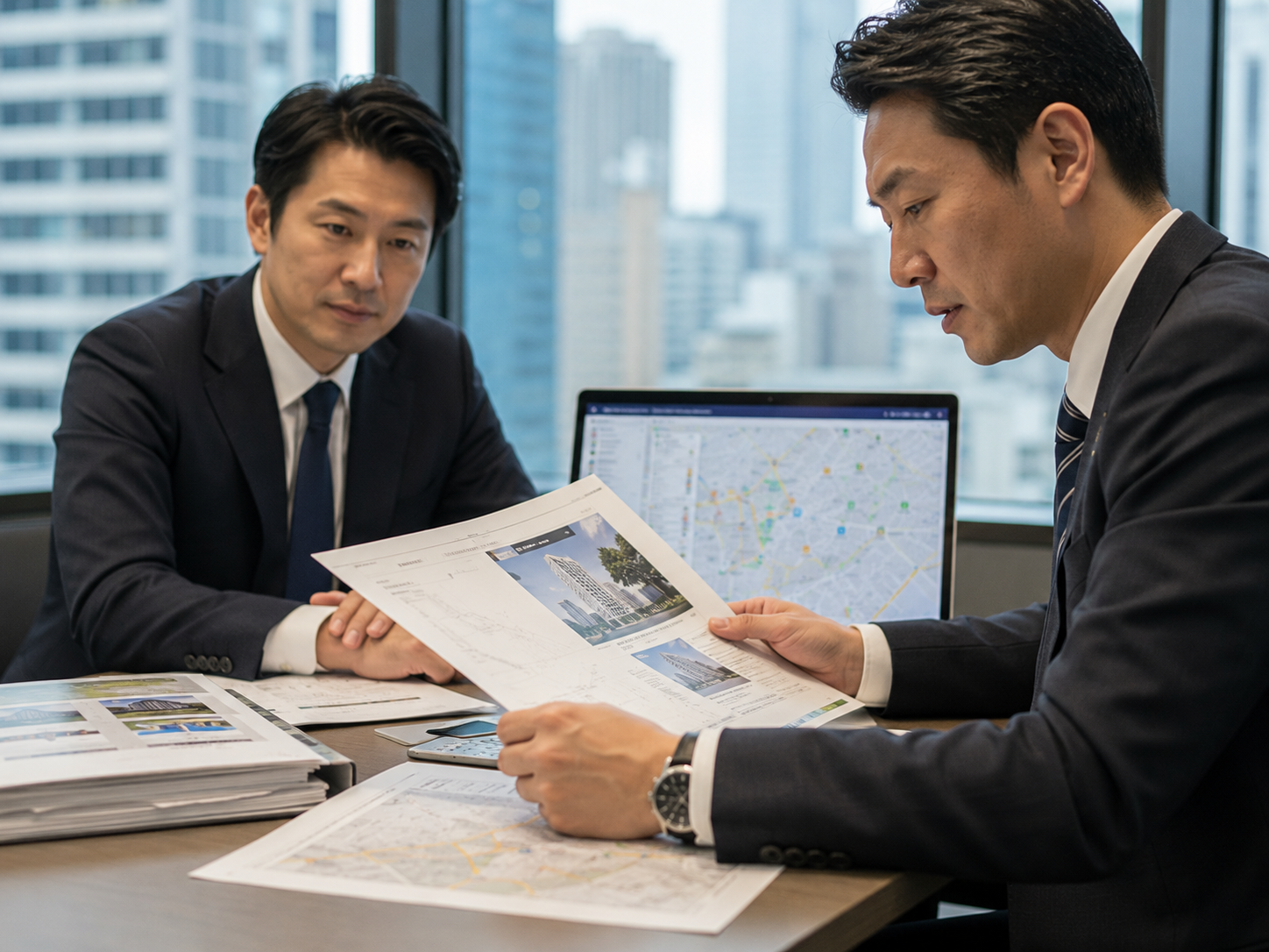 相続した不動産について家族と専門家が売却・保有・活用を相談するイメージ