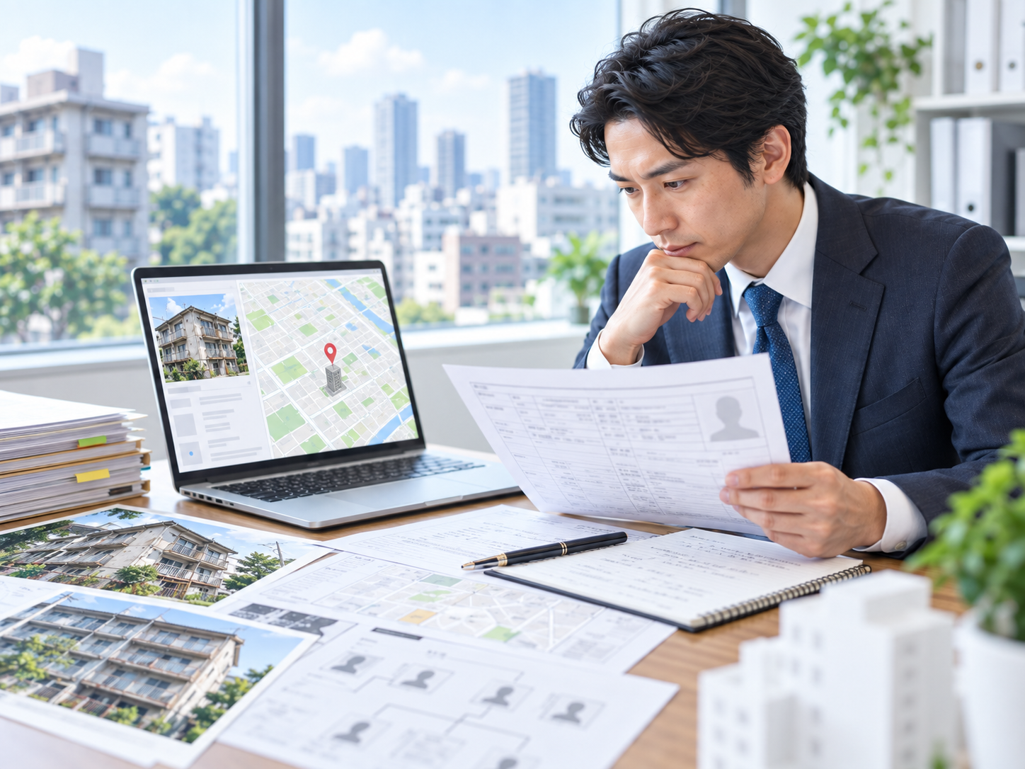 築古アパートと土地面積・用途地域・接道・周辺環境を確認する営業調査のイメージ