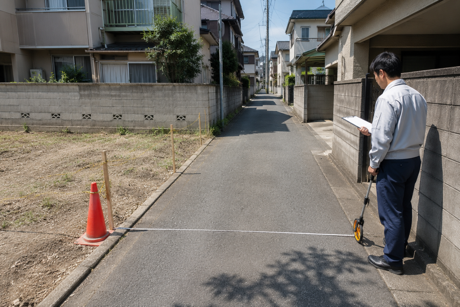 接道条件と道路幅員を確認するイメージ