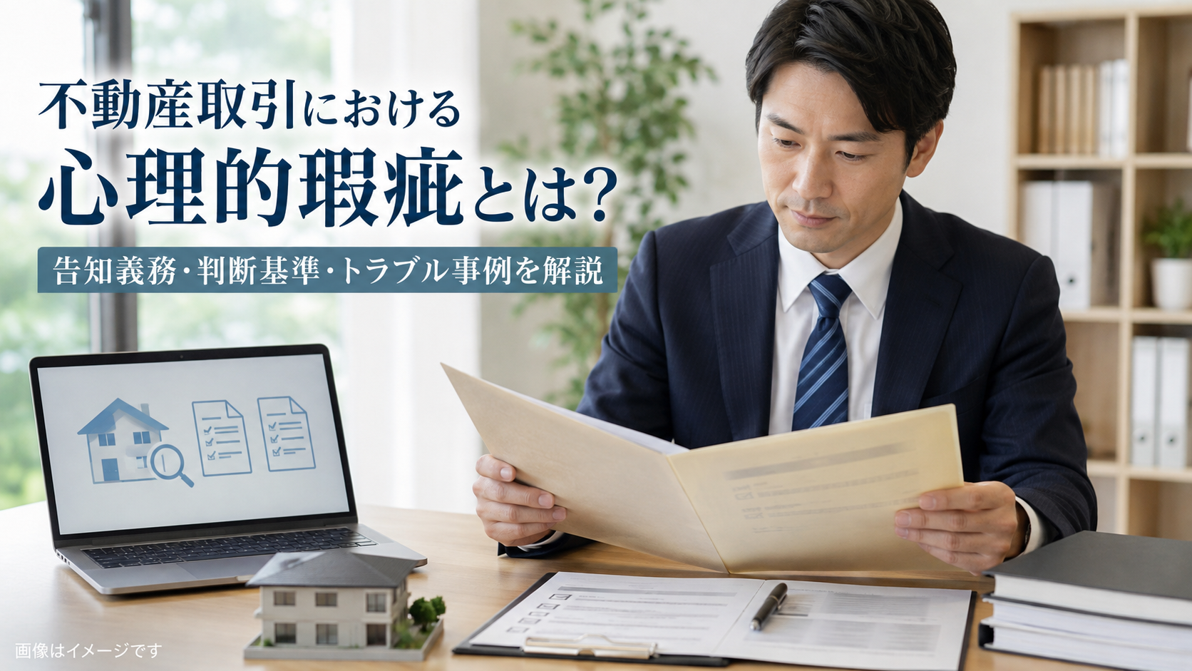 心理的瑕疵の告知要否を不動産資料とガイドラインで確認するイメージ