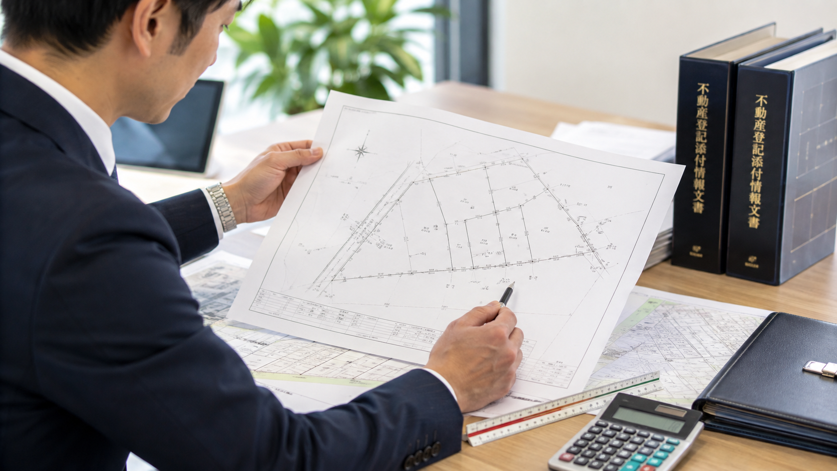 地積測量図がない土地について公図や測量資料を確認する不動産実務のイメージ
