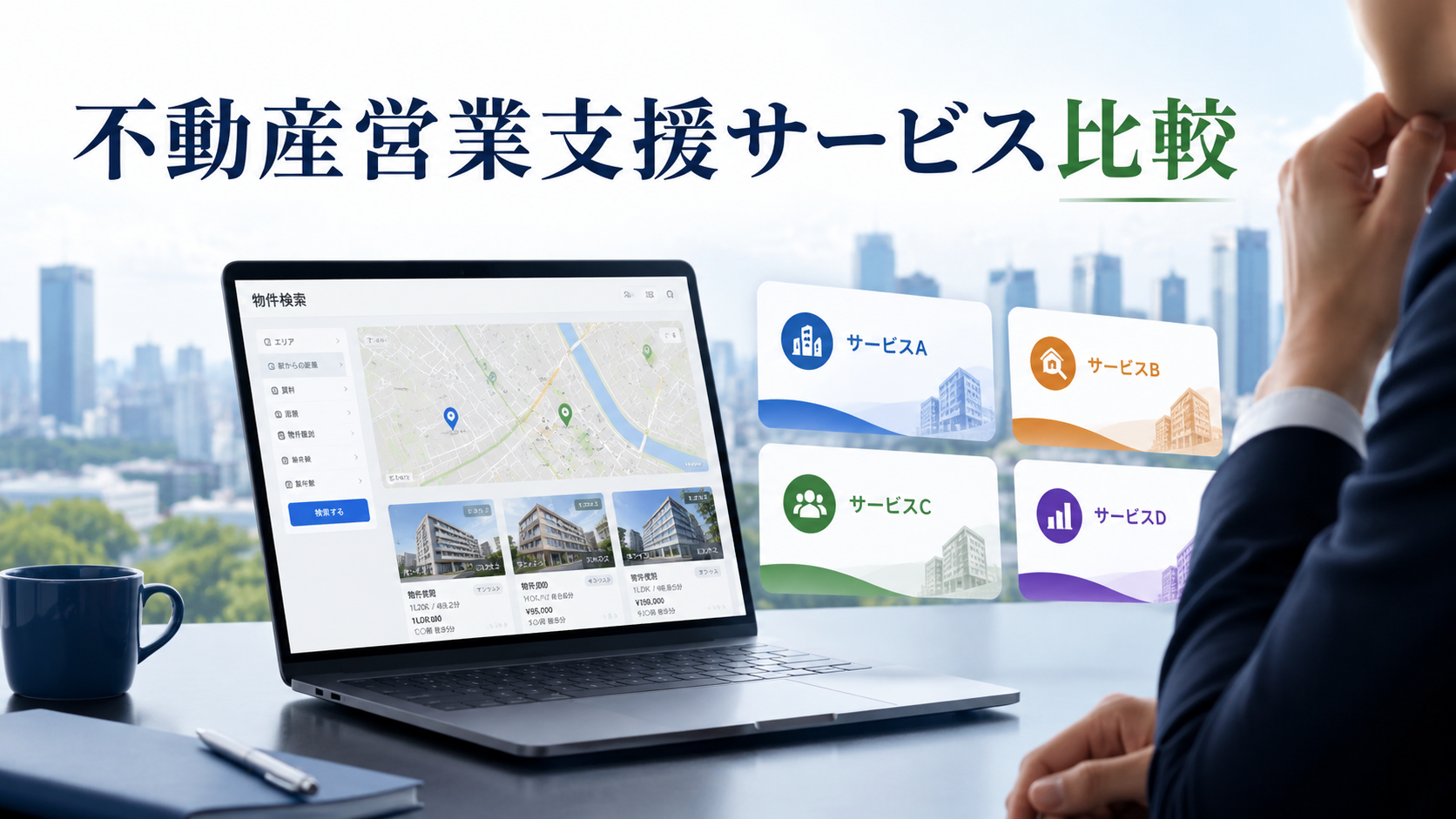 不動産営業支援サービス4タイプの比較を解説する記事サムネイル